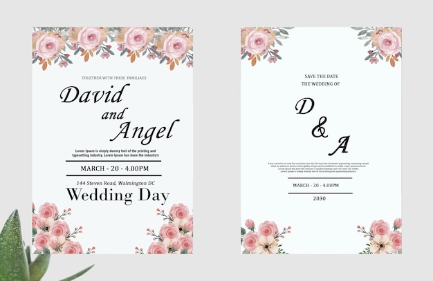 Minimalist wedding invitation card template design premium psd