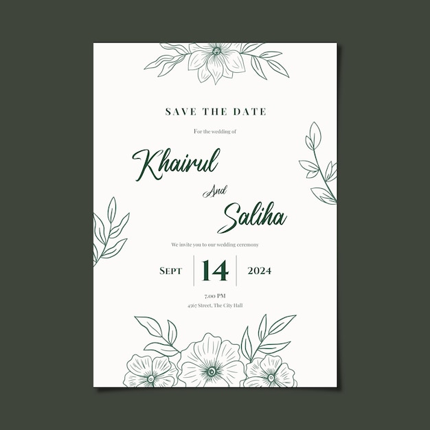 Minimalist wedding invitation card