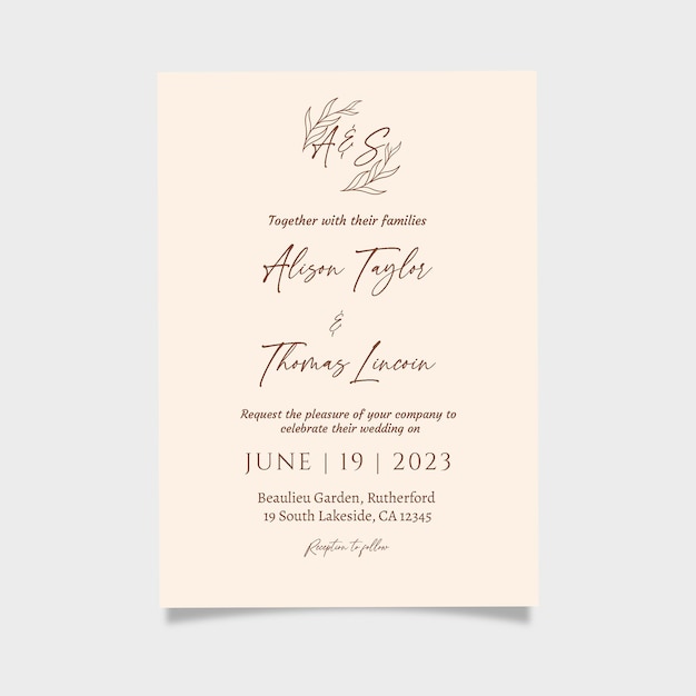 PSD minimalist wedding invitation editable invitation printable invitation wedding invite