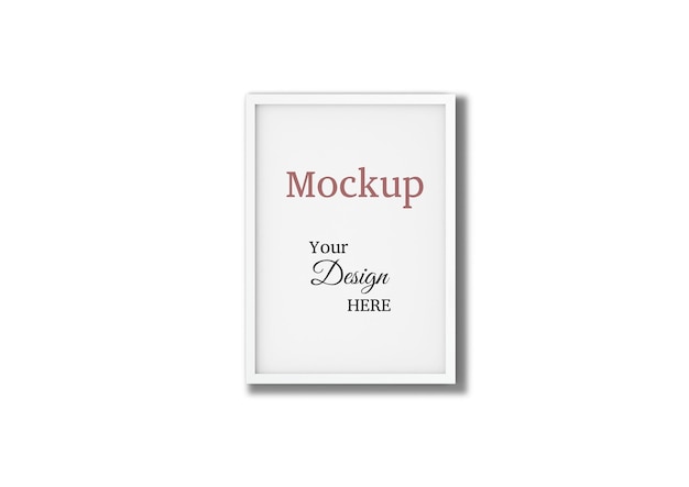 minimalist white blank frame mockup in white background