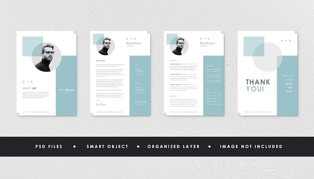 Minimalist White Blue Cyan Resume Curriculum Vitae CV Template Collection