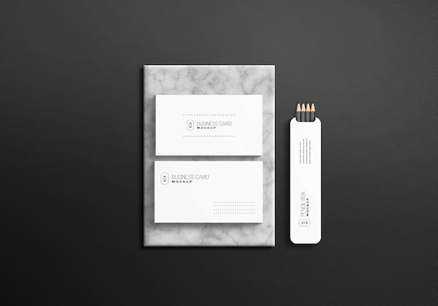 Set di cancelleria bianca minimalista psd mockup