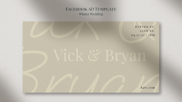 minimalist winter wedding facebook template