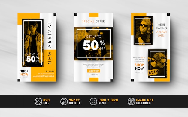 PSD minimalist yellow social media banner instagram stories