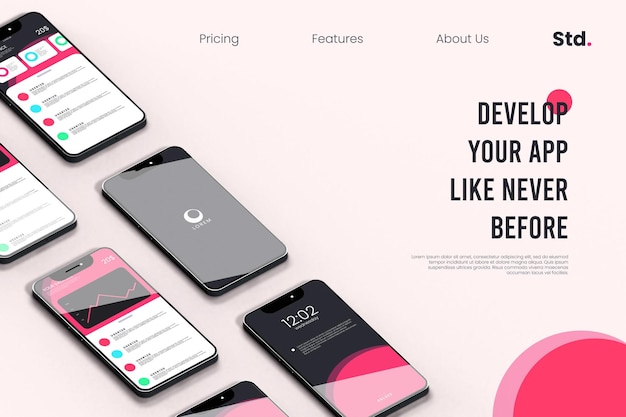 PSD minimalistic app development service landing page