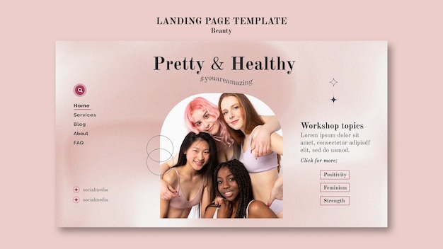 PSD minimalistic design landing page of beauty template