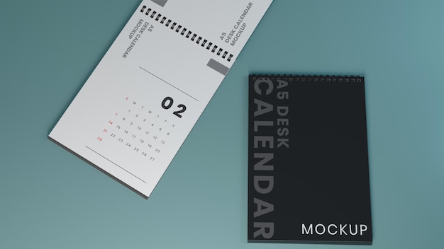 Minimalistic office desk calendar mockup