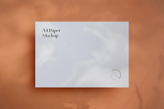 PSD minimalistic paper mockup with shadow overla