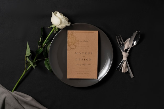 PSD minimalistic wedding menu design mock-up