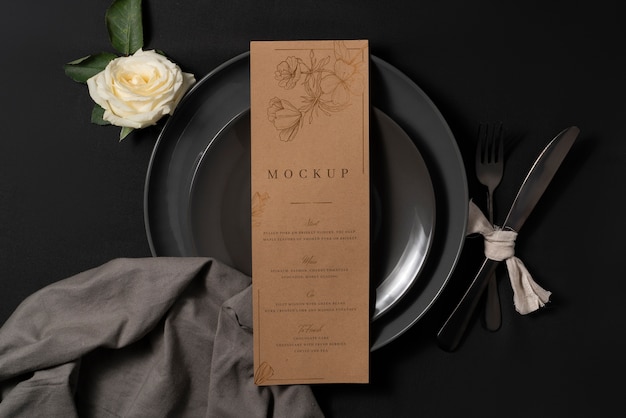 Mock-up di design minimalista del menu di nozze