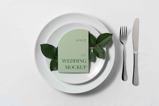 PSD design minimalista del mockup del menu di nozze