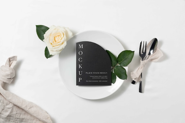 PSD minimalistic wedding menu mockup design