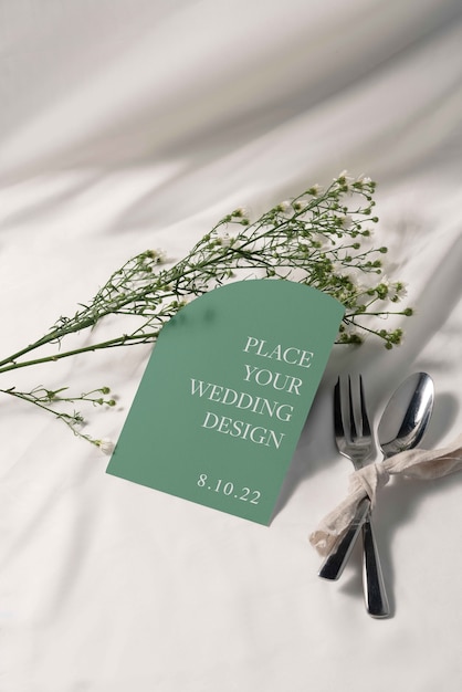 PSD minimalistic wedding menu mockup design