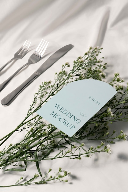 Minimalistic wedding menu mockup design