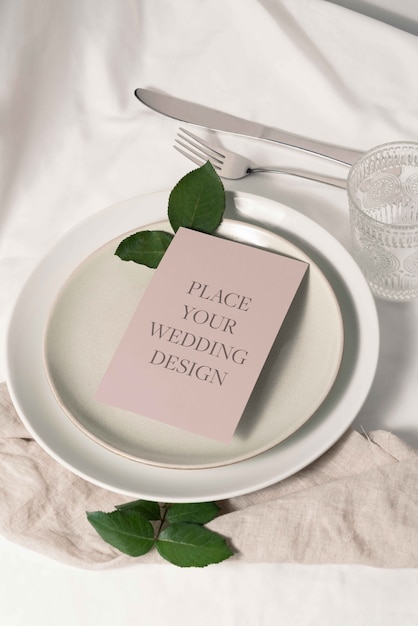 minimalistic wedding menu mockup design