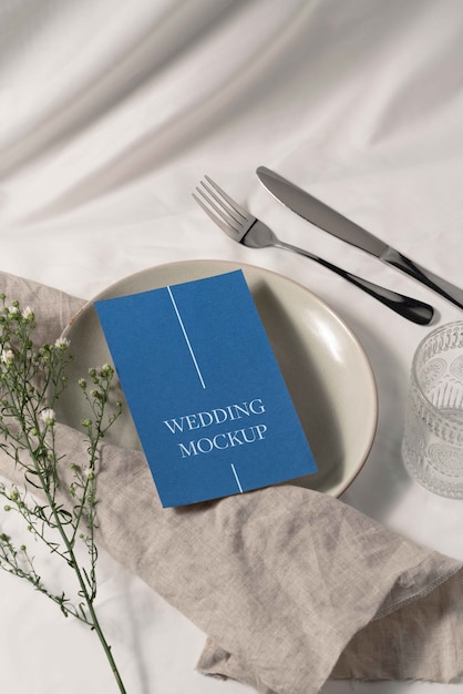 PSD minimalistic wedding menu mockup design