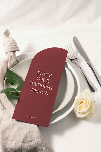 PSD minimalistic wedding menu mockup design