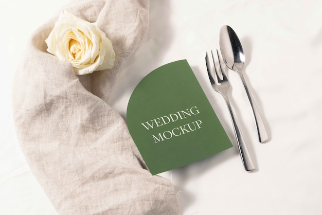 PSD minimalistic wedding menu mockup design