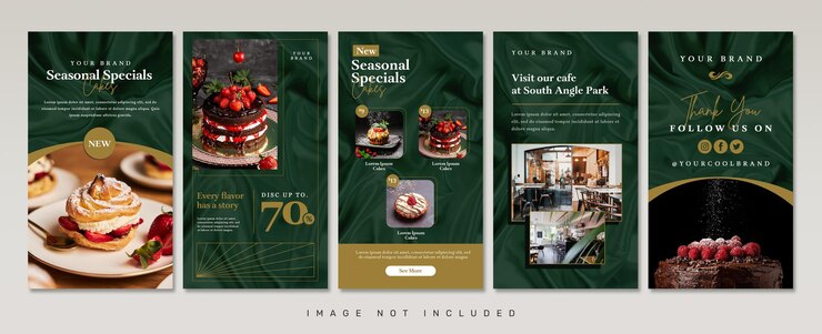 minimalistisch creatief concept restaurant sociale media instagram verhaalset sjabloon