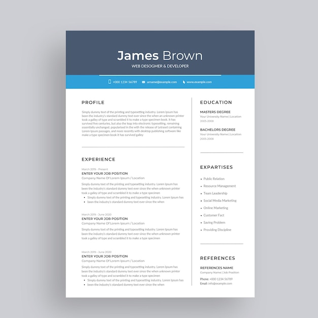 Minimalistisch cv of cv-template