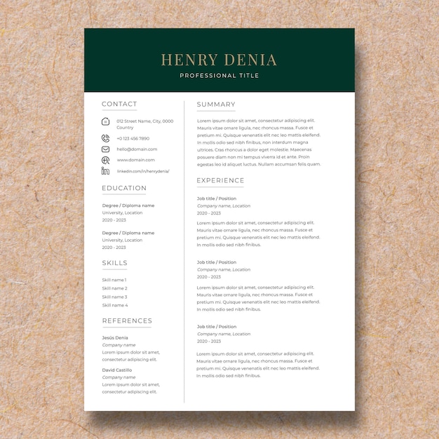 Minimalistisch en modern cv-template of elegant cv