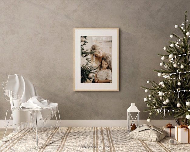 Minimalistisch frame met kerstboommodel