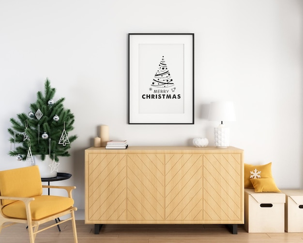 Minimalistisch frame met kerstboommodel