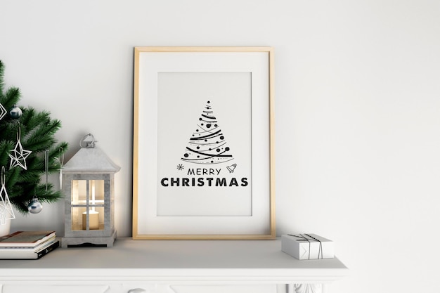 Minimalistisch frame met kerstboommodel