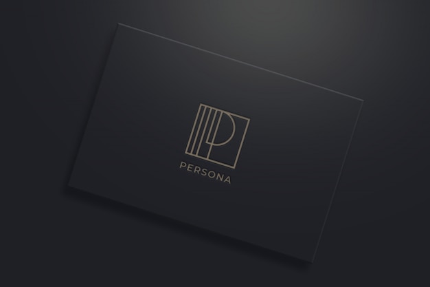 PSD minimalistisch logo mockup op zwart visitekaartje
