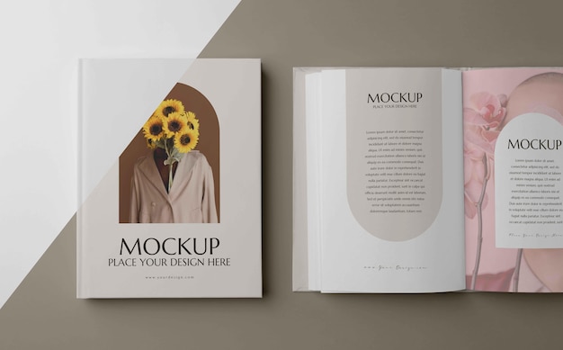 Minimalistisch mock-up boek arrangement