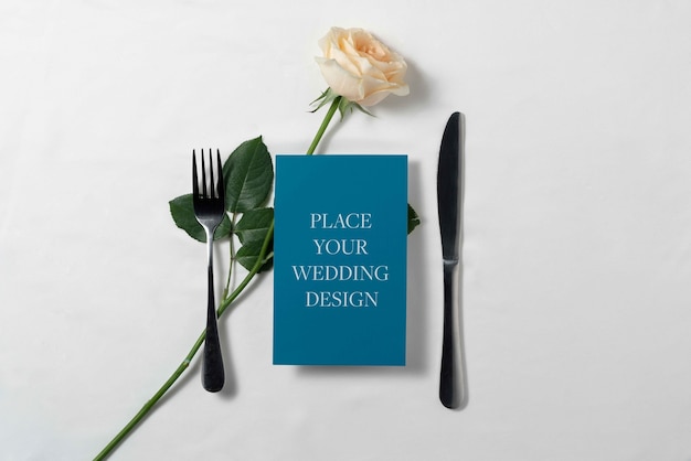 PSD minimalistisch mockup-ontwerp voor bruiloftsmenu