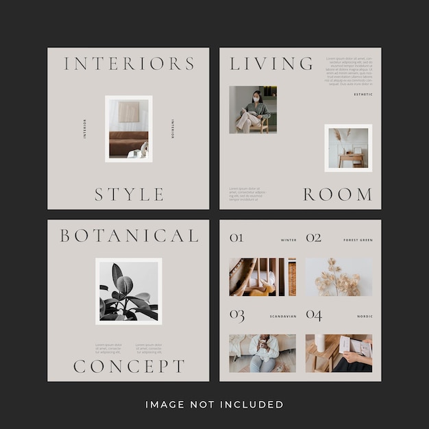 PSD minimalistisch modern interieur instagram postbanners set