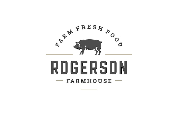 Minimalistische boerderij vintage logo sjabloon ontwerp landbouw varkenshouderij vleesproductie
