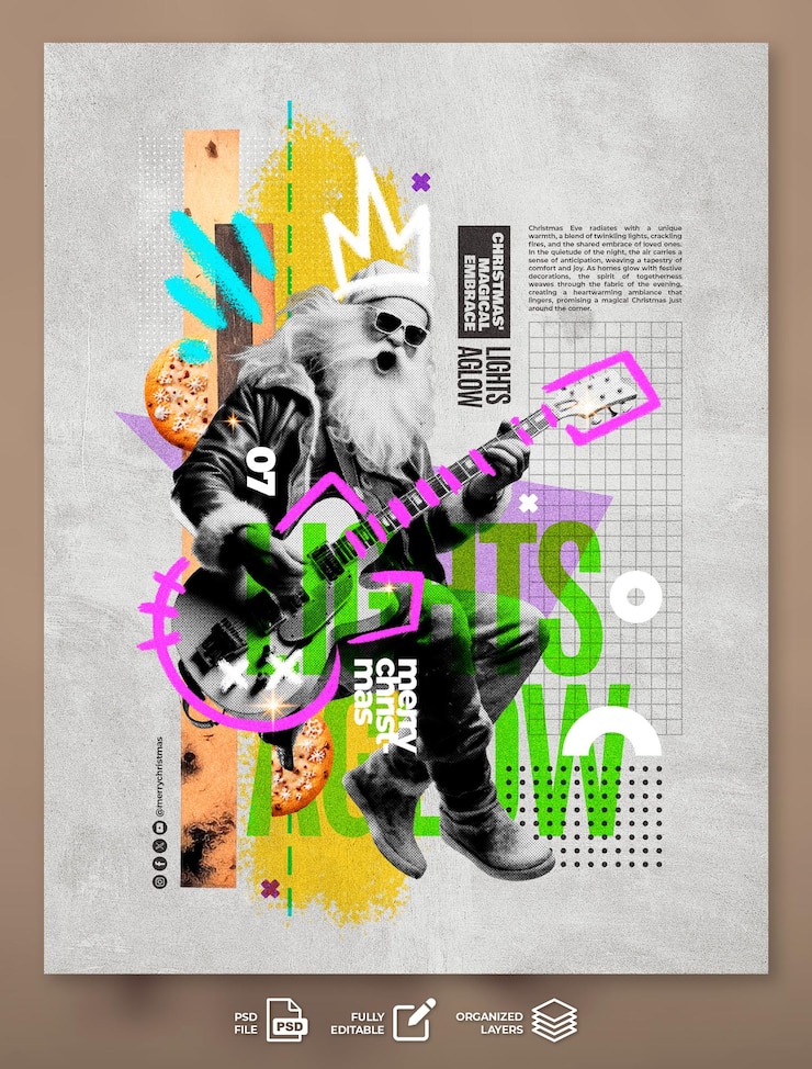 PSD minimalistische en creatieve kerstcollectie voor digitale posters