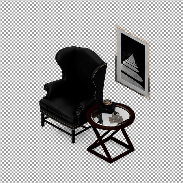 Minimalistische fauteuil in 3d-rendering