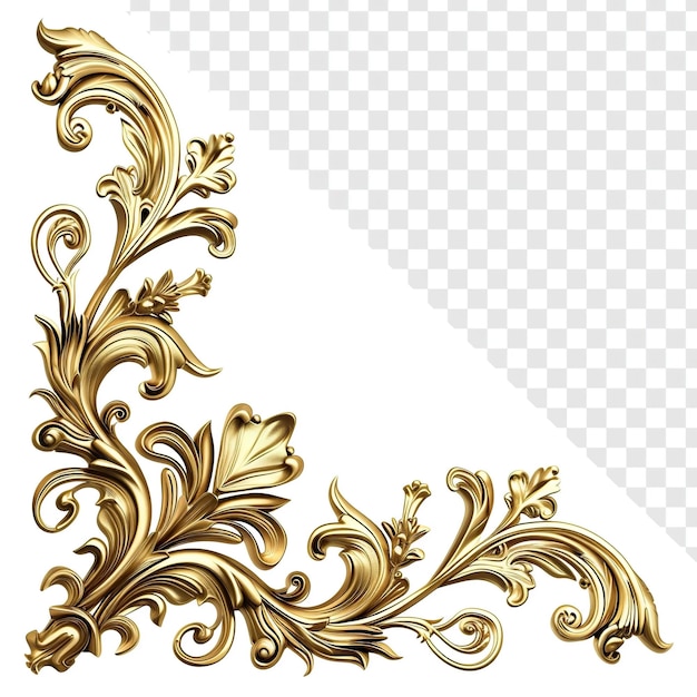 PSD minimalistische gouden glanzende metalen hoek decoratie doorzichtige achtergrond