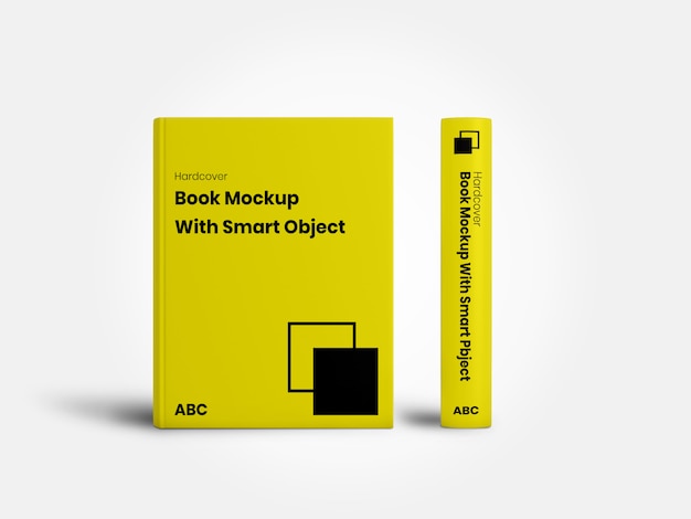 PSD minimalistische hardcover boek mockup voor- en zijkant