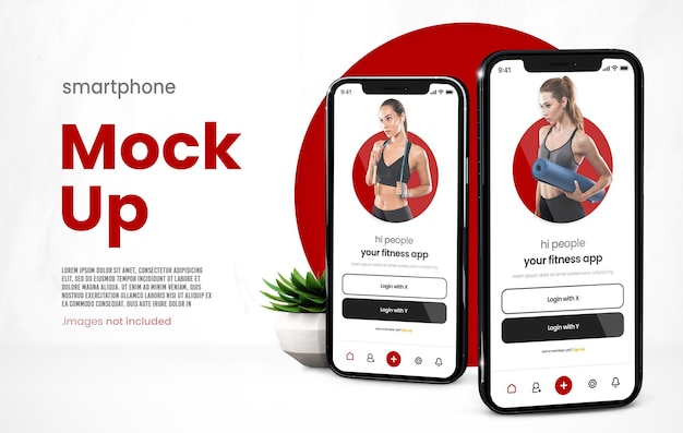 minimalistische iphone 13 mockup van twee telefoons op moderne achtergrond