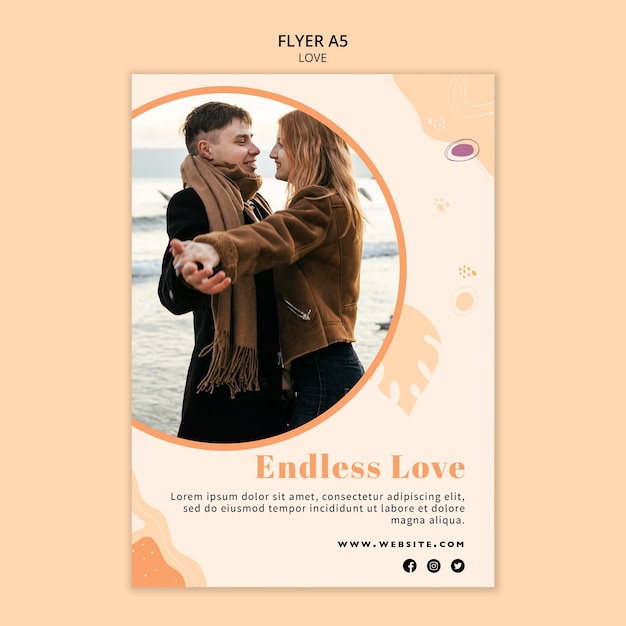 Minimalistische liefde flyer ontwerpsjabloon