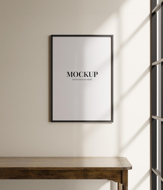 Minimalistische mockup naast het raam