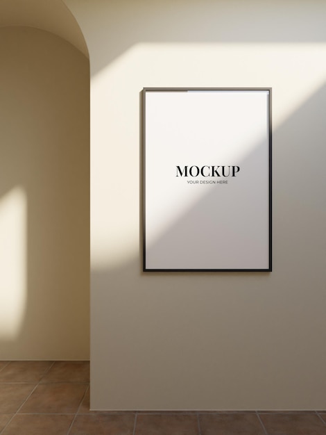 Minimalistische mockup verlicht door zonlicht