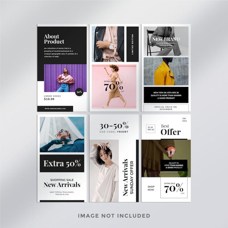 PSD minimalistische mode instagramverhalen bundelsjabloon