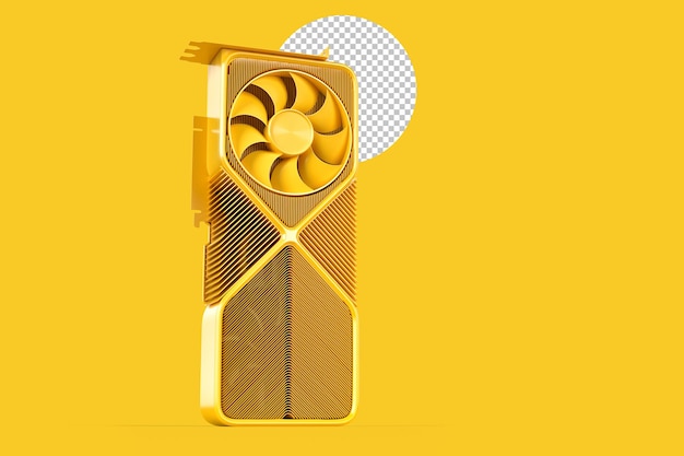 Minimalistische moderne computer video grafische kaart op gele achtergrond. 3D-rendering