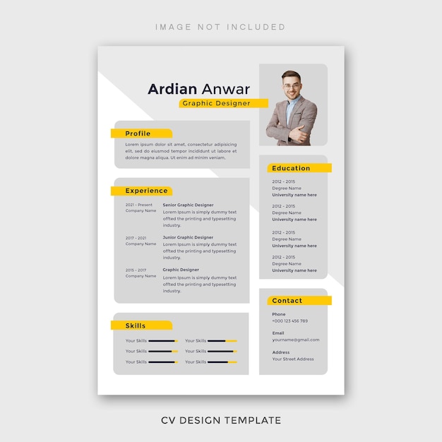 PSD minimalistische moderne eenvoudige cv-ontwerpsjabloon