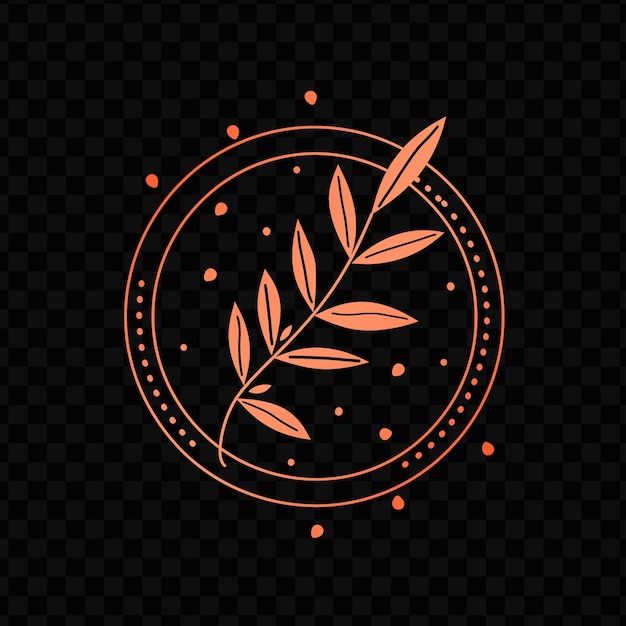Minimalistische olijftak icon logo met decoratieve cirkels een psd vector creetive simple design art