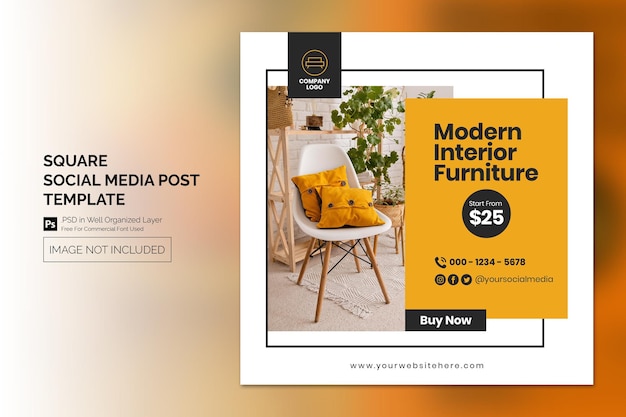 Minimalistische productpromotie social media post of square web banner template