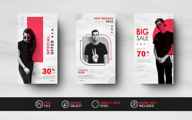 Minimalistische rode Instagramverhalen Social Media Banner