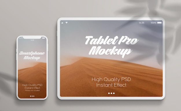 Minimalistische tablet- en smartphone-mockup