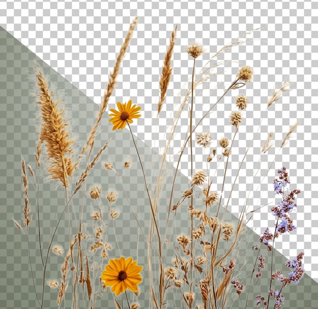 Minimalistische weergave van kleurrijke bloemen uit gesneden voorraad png