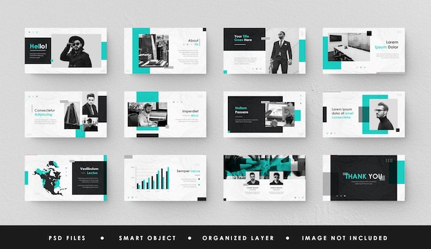 Minimalistisk grøn præsentation Slide Power Point Landing Page Keynote Company Paper Texture
